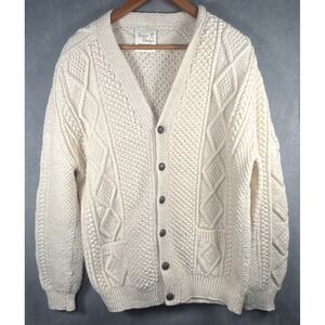 Athena Designs Irish Handknit Wool Aran Fisherman Cardigan Made in Ireland